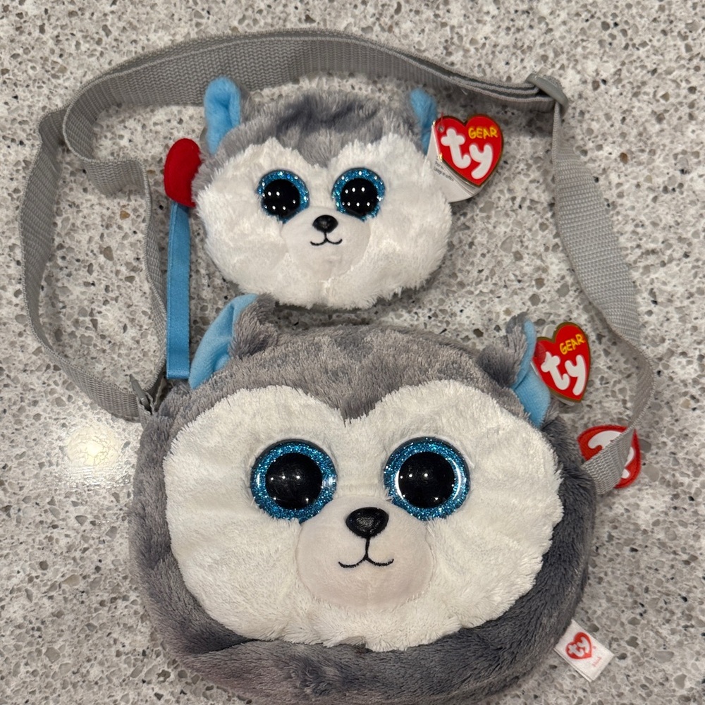 Ty Gear Husky Plush Bag and Coin Purse Set